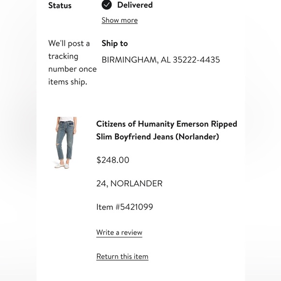 Citizens of Humanity Emerson Slim Fit Boyfriend Jeans Size 24 - Picture 16 of 16